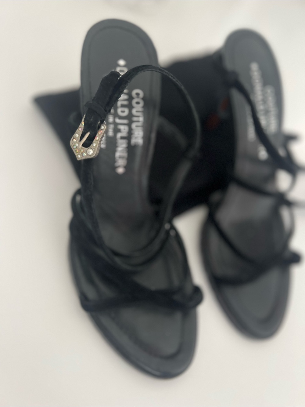 Donald J. Pliner Black Strappy Suede Heel Sandals - Picture 7 of 7
